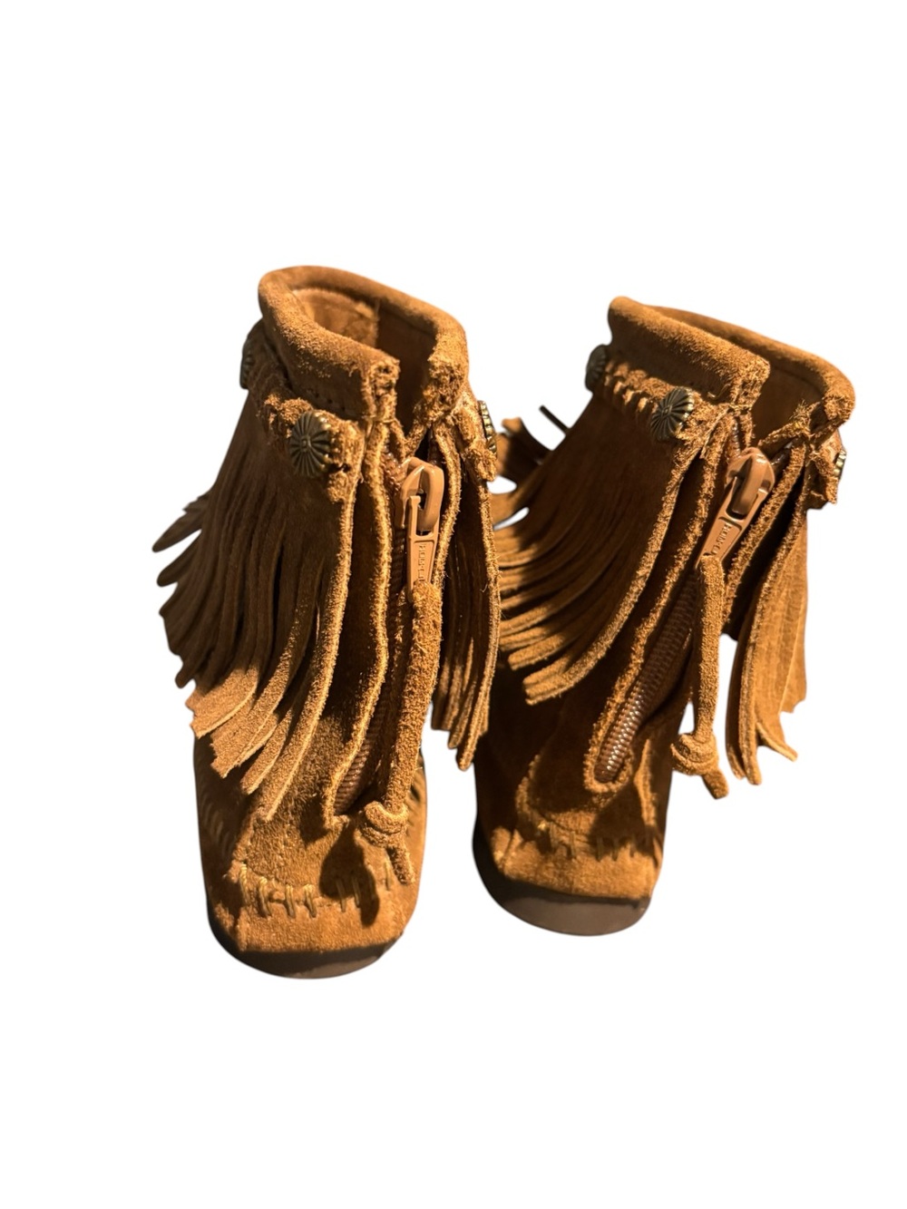 Minnetonka Fringed Suede Ankle Boots 9 - Picture 3 of 11